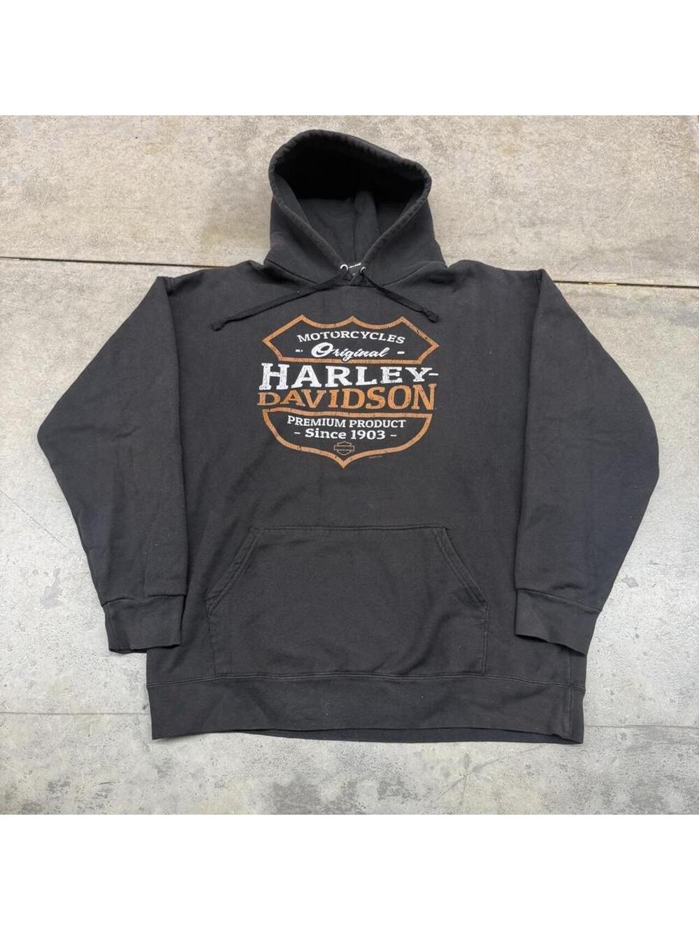 vintage harley davidson big logo faded black hoodie size xl